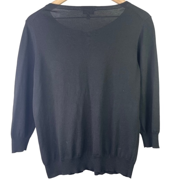 Talbots Women’s Petite 3/4 Sleeve Black Short Floral Button Cardigan - Picture 3 of 3